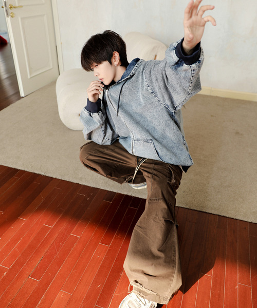 「neos」 ジップアップパーカー X-LARGE ブラック メンズ_画像9