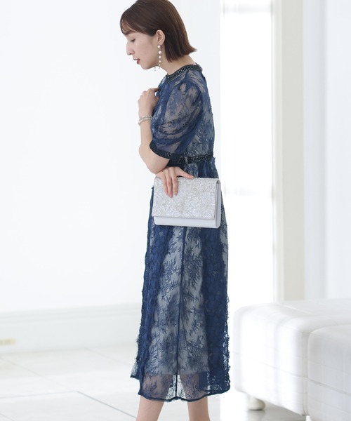 「PourVous」 半袖ワンピース M カーキ レディースの画像
