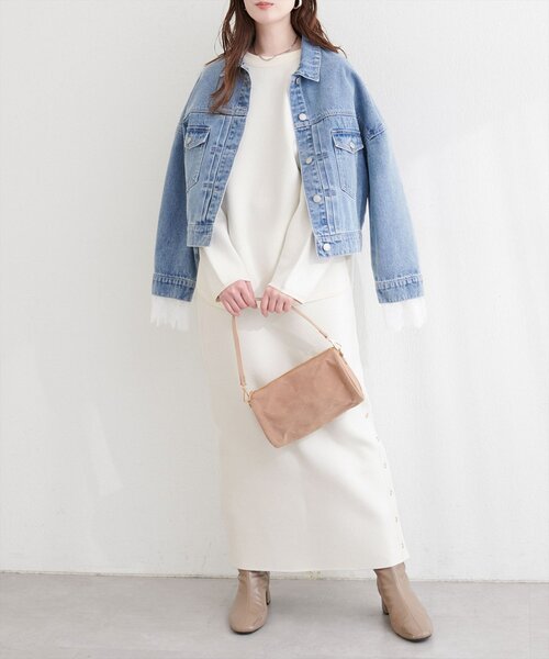 natural couture スカート サイド釦スリットタイトニットスカート