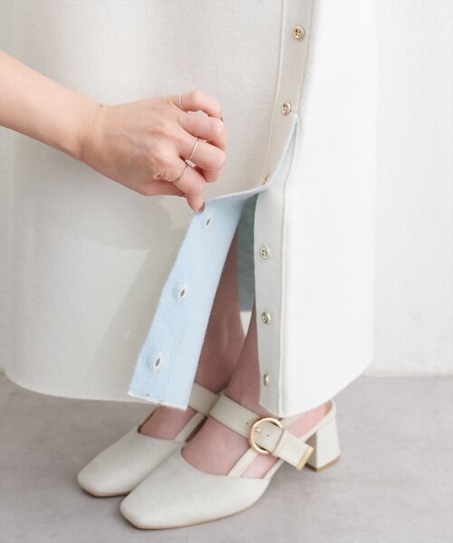 natural couture スカート サイド釦スリットタイトニットスカート