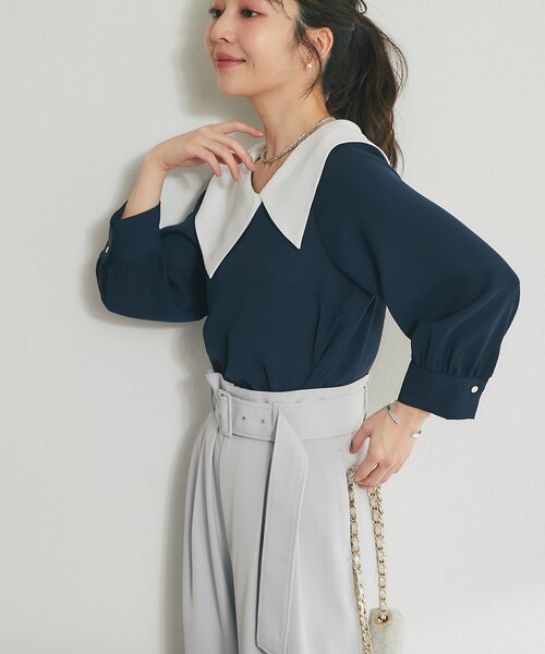シャツ+ブラウス(長袖+七分) Cotton-Blend Big Ribbon Blouse La boutique Bonbon（ラブティックボンボン） ブラウス シャツ 「今