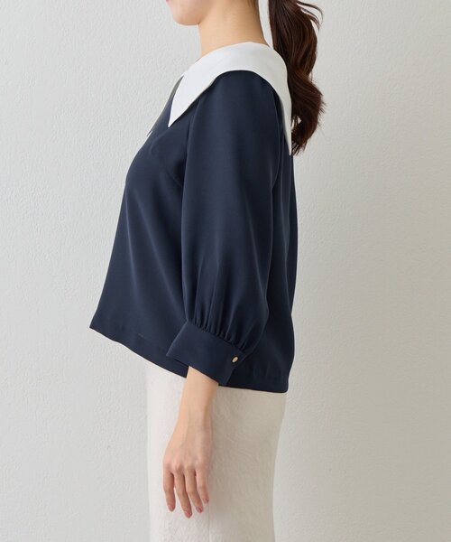 シャツ+ブラウス(長袖+七分) Cotton-Blend Big Ribbon Blouse フロントリボンブラウス / Front ribbon blouse（シャツ/ブラウス