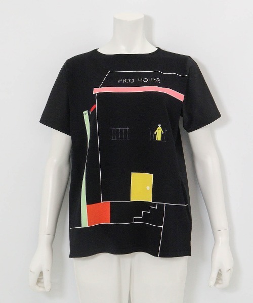 tシャツ 前後異素材アートプルオーバー レディースの画像