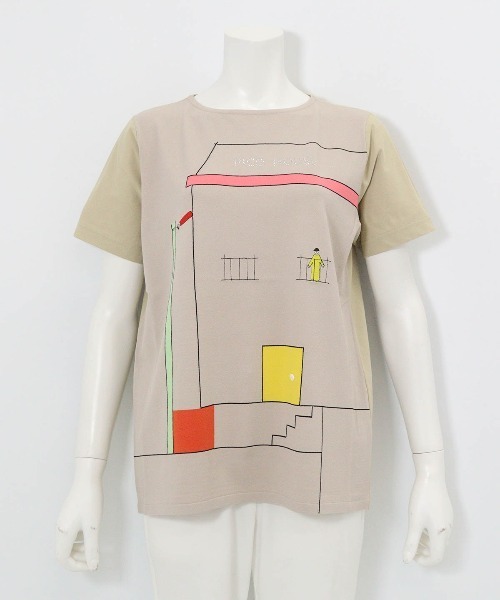 tシャツ 前後異素材アートプルオーバー レディースの画像