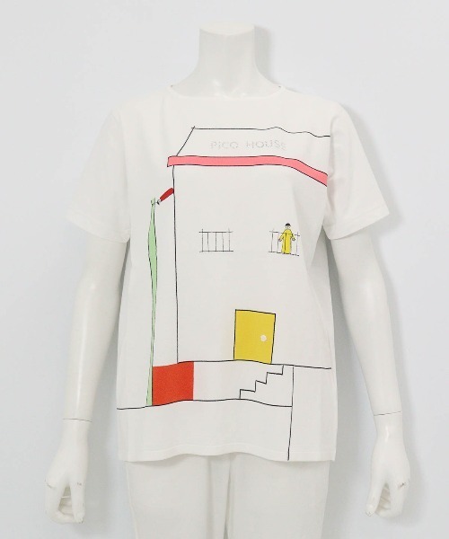 tシャツ 前後異素材アートプルオーバー レディースの画像