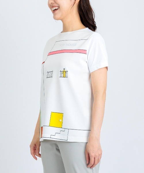 tシャツ 前後異素材アートプルオーバー レディースの画像