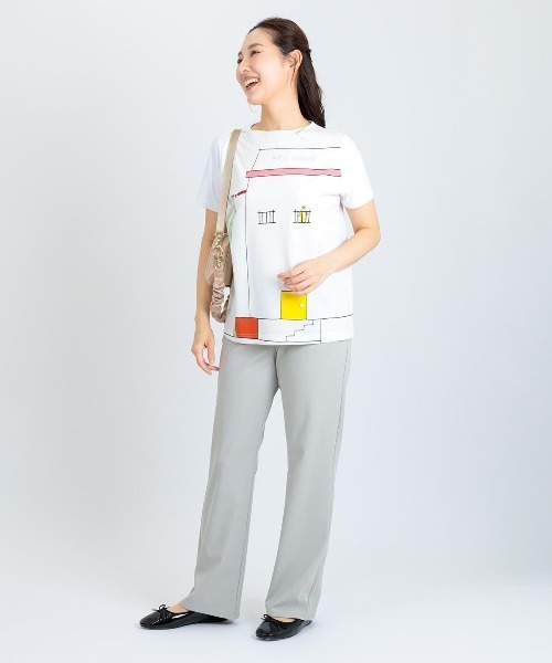 tシャツ 前後異素材アートプルオーバー レディースの画像