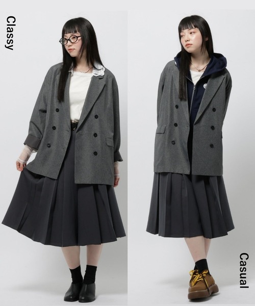 nikoand 2way襟レースビッグジャケット　タックストレートパンツ niko and…（ニコアンド） ジャケット テーラードジャケット 2WAY衿