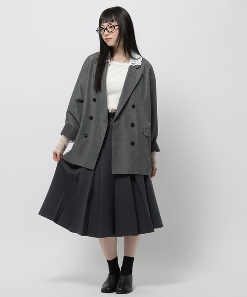 nikoand 2way襟レースビッグジャケット　タックストレートパンツ niko and ｜2WAY衿レースビッグジャケット | Rakuten Fashion(楽天