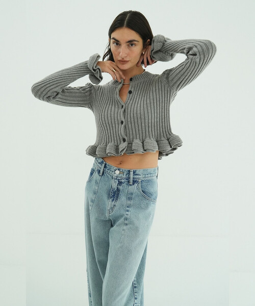 CLANE W FACE SHORT FRILLED CARDIGAN サイズS CLANE（クラネ） カーディガン 「CLANE/クラネ」W FACE SHORT FRILLED