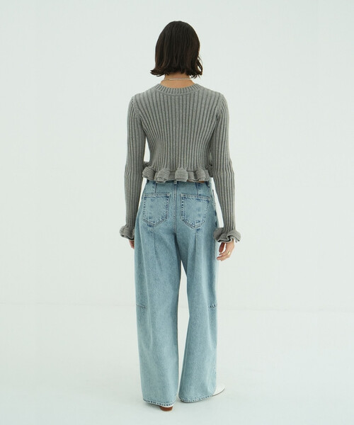 カーディガン CLANE W FACE SHORT FRILLED CARDIGAN クラネ CLANE W FACE SHORT FRILLED KNIT TOPS （BLACK
