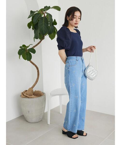 「Green Parks」 デニムパンツ FREE ライトインディゴブルー レディース_画像6