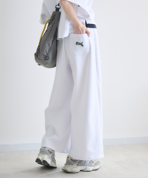 スウェットパンツ ジャージ TRANOI.レースラインワイドパンツ レディース_1