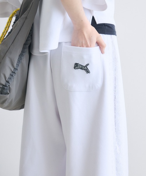 スウェットパンツ ジャージ TRANOI.レースラインワイドパンツ レディース_10