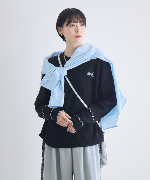 スウェットパンツ ジャージ TRANOI.レースラインワイドパンツ レディース_23