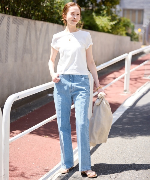 「SLOBE IENA」 デニムパンツ 40 サックスブルー レディースの画像