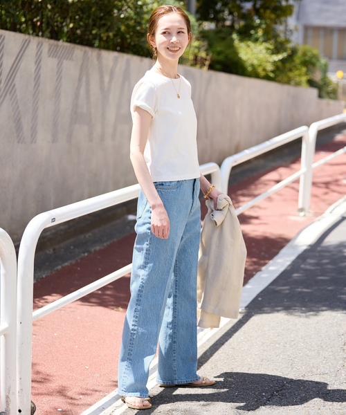 「SLOBE IENA」 デニムパンツ 40 サックスブルー レディースの画像