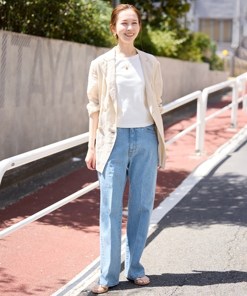 「SLOBE IENA」 デニムパンツ 40 サックスブルー レディースの画像