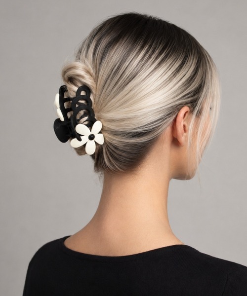 ❤️限定1点❤️ black❤️フラワーヘアクリップ【Lサイズ】フラダンス FUNALIVE（ファンアライブ） ヘアクリップ liberty モノトーンフラワー