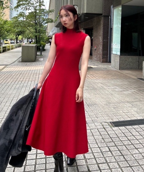 FRAY I.D（フレイ・アイディー） ニットワンピース ONE SIZE レッド