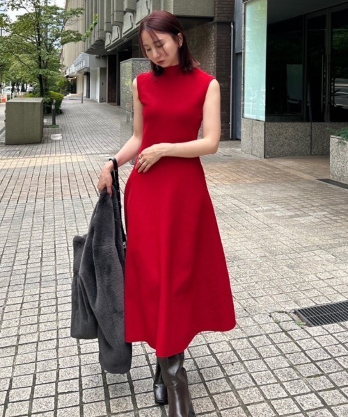 FRAY I.D（フレイ・アイディー） ニットワンピース ONE SIZE レッド