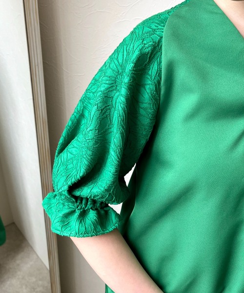 「LHELBIE」 半袖ワンピース M グリーン レディース_画像3