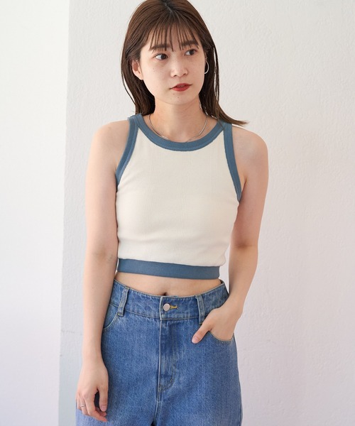 「MILLER」 ノースリーブトップス FREE ネイビー レディース_画像2