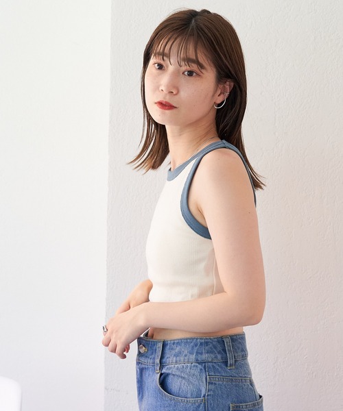 「MILLER」 ノースリーブトップス FREE ネイビー レディース_画像3