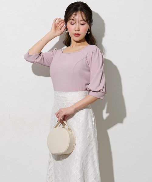 tシャツ 「大きい胸専用」リブスクエアネックデザインカットソー（肘が隠れる6分袖） レディース | Nissen glamor | 19