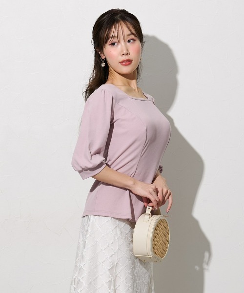 tシャツ 「大きい胸専用」リブスクエアネックデザインカットソー（肘が隠れる6分袖） レディース | Nissen glamor | 21