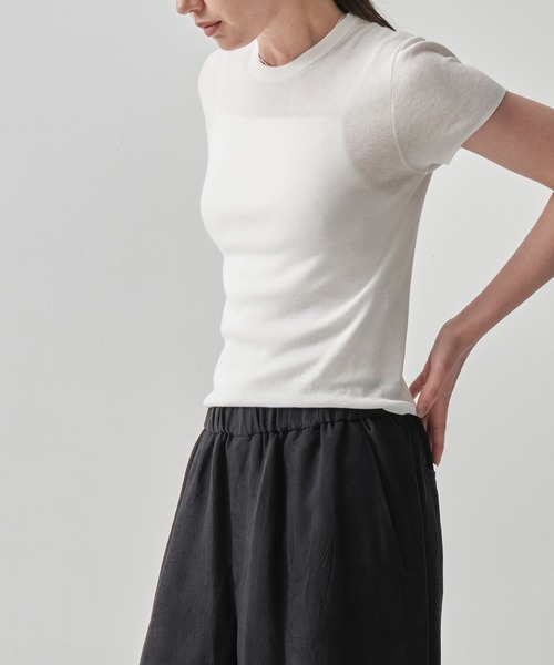 サロペット オーバーオール 「ATON/エイトン」FRESCA CIRCULAR RIB PERFECT FIT PULLOVER レディース | ATON | 01