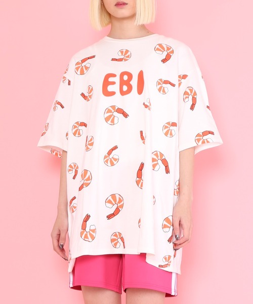 PUNYUS tシャツ フード総柄Tシャツ(EBI) レディース メンズ
