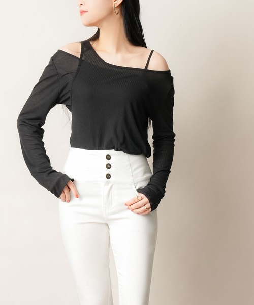 tシャツ アシメツインシアートップス/レイヤードトップス レディース 138900_r1.jpg