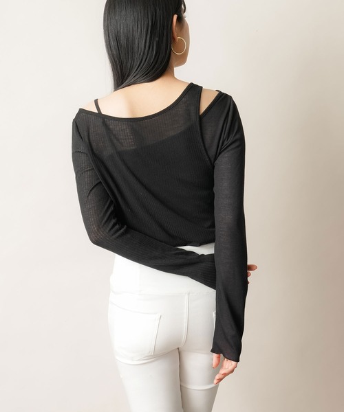 tシャツ アシメツインシアートップス/レイヤードトップス レディース レイヤードシアートップス（Tシャツ/カットソー）｜FMiBL