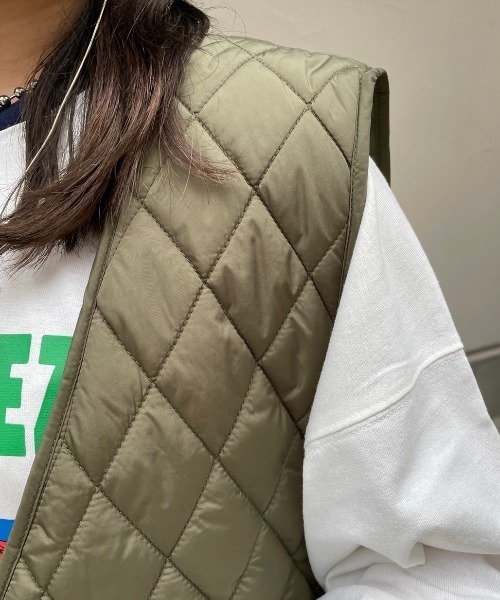nemne（ネンネ） ベスト ジレ リボンキルティングベスト レディース