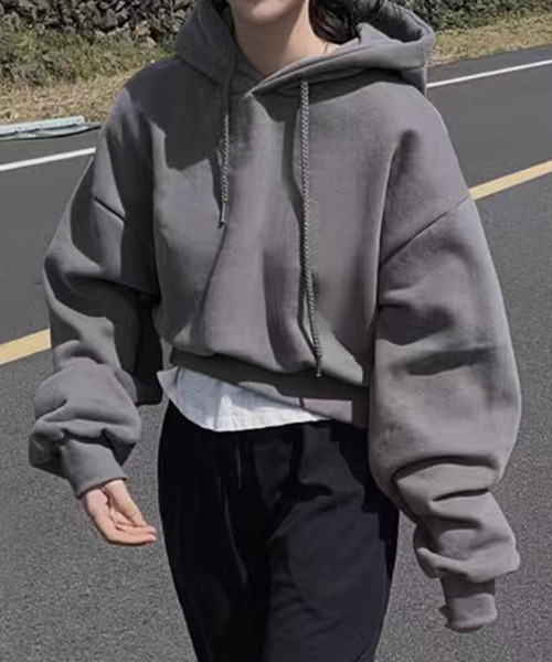 DAY CLOSET トレーナー スウェット レディース 裏起毛フード付きリブ