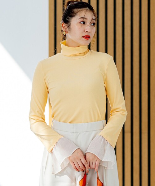 tシャツ 「洗える」フライスタートルネック カットソー レディース
