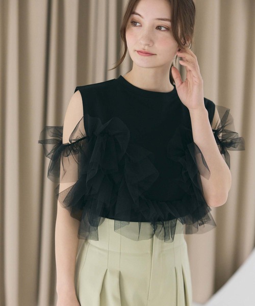 lace ribbon tie frill tops | Treat ürself