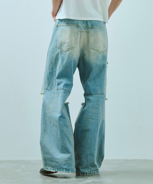 Camphor wood ジーンズ wide baggy broken denim trousers
