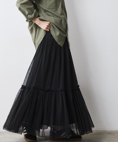 CHIC STYLE（シックスタイル） スカート チュールマキシギャザー