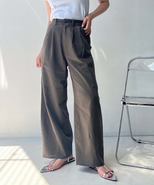 【タグ付き新品】anuans リネンバミューダパンツ　beige アニュアンス anuans リネンバミューダパンツ （BEIGE） -ファッション