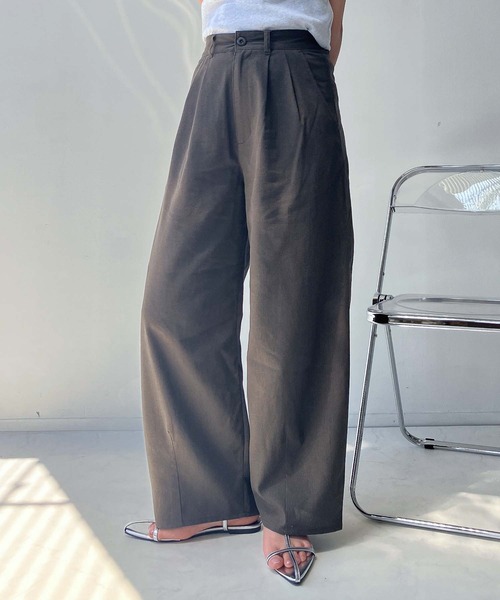 ★極美品★kolor　リネン混テーパードパンツ　カラー 147_ichi_yon_nana】カラーテーパードパンツ｜小柄女性向け