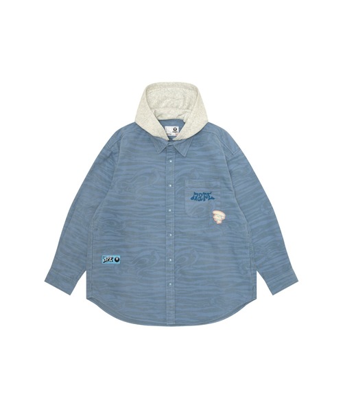 ブラウス シャツ AAPE DENIM HOODIE SHIRT レディース