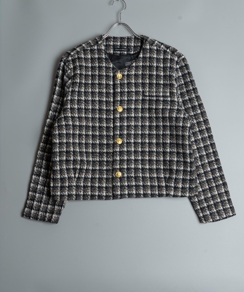 ヴァレンティノ 金ボタン ノーカラージャケット ジャガード総柄 ヴィンテージ VALENTINO（ヴァレンティノ） カモフラジャガードデニムジャケット