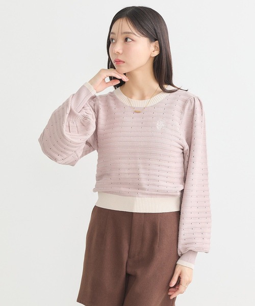 earth music&ecology ニット セーター 配色バックリボンプル