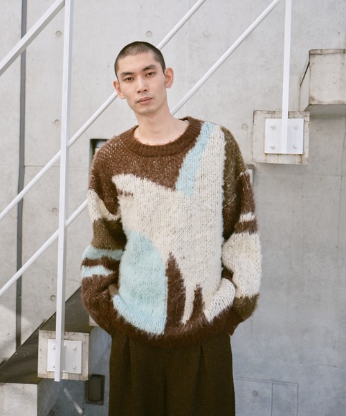 Camphor wood アートパターンジャガード総柄ニット Camphor wood セーター ニット art pattern jacquard pullover sweater