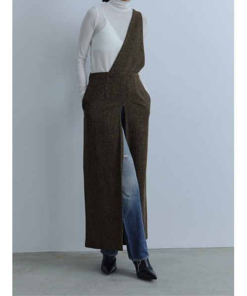 スカート 「Abor」Zip Slit Tweed Long Skirt/ジップスリットツイード 