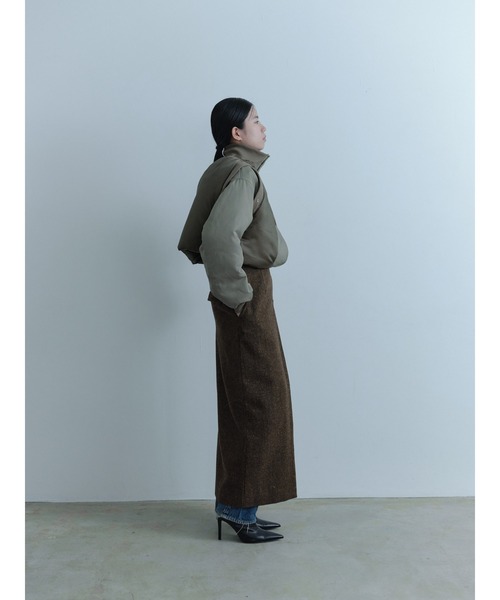 Abor スカート 「Abor」Zip Slit Tweed Long Skirt/ジップスリット