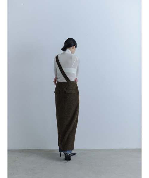 Abor スカート 「Abor」Zip Slit Tweed Long Skirt/ジップスリット