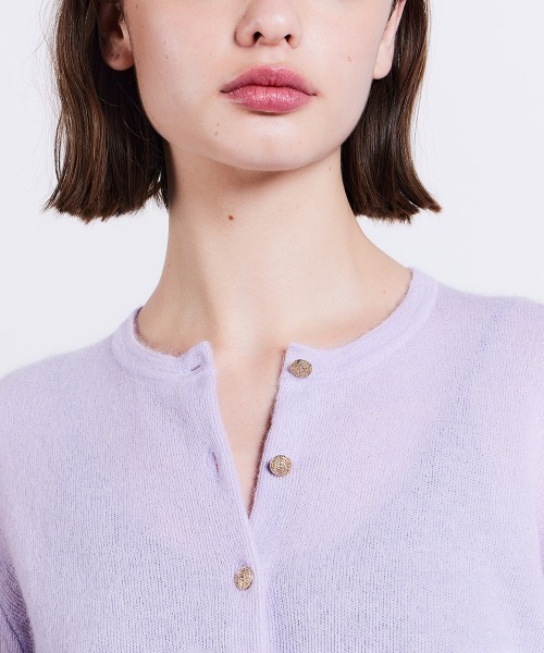 Sov. カーディガン モヘアクルーネックニットカーディガン レディース